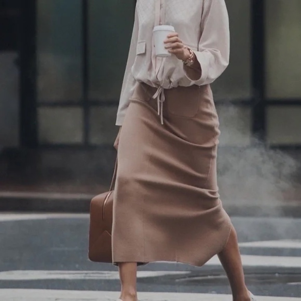 Anthropologie The Colette Sweater Knit Maxi Skirt in Bronze NWT size XXS